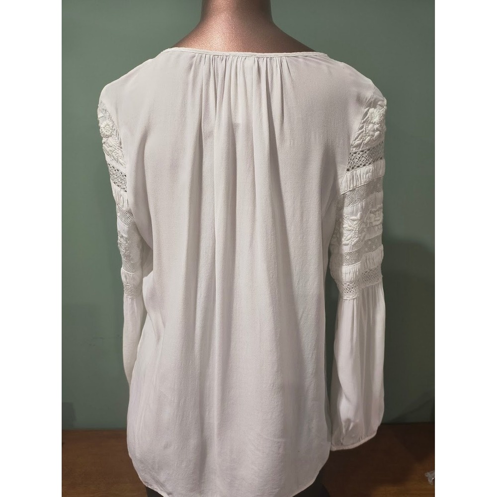 Chico's Off White Lace Embroidered Balloon Sleeve Blouse Size 0 US 4/6 - Picture 4 of 7